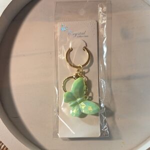 5 For 25 Gold Keyring with Iridescent Green Butterfly Charm